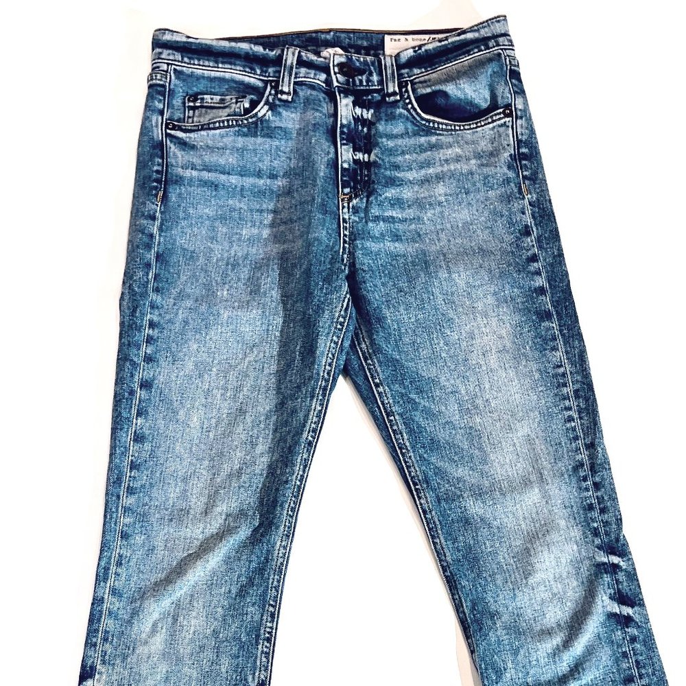 rag & bone Denim - Acid Blue "10 Inch Dre" Low-Rise Slim Boyfriend Jeans